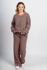 Striped long sleeve sweater green/pink - Trendy Sweaters | Cute Pullover Sweaters at Lush Fashion Lounge Boutique in Oklahoma City