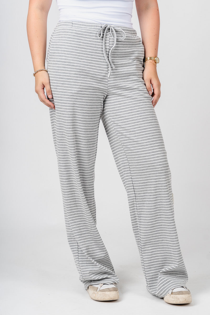 Striped wide leg pants heather grey/white