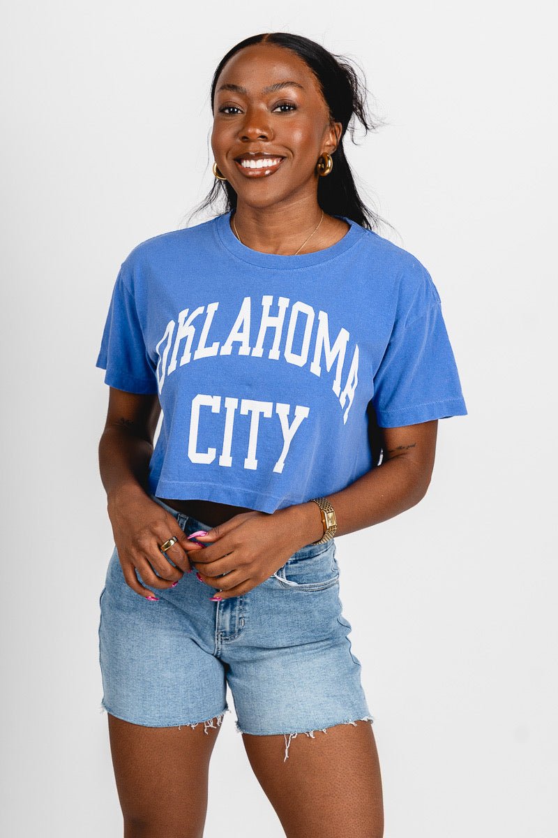 Oklahoma City simple crop t-shirt royal - Trendy Oklahoma City Basketball T-Shirts Lush Fashion Lounge Boutique in Oklahoma City