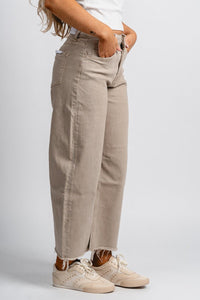 Flying Monkey high rise wide leg barrel jeans cinder | Lush Fashion Lounge: boutique women's jeans, fashion jeans for women, affordable fashion jeans, cute boutique jeans