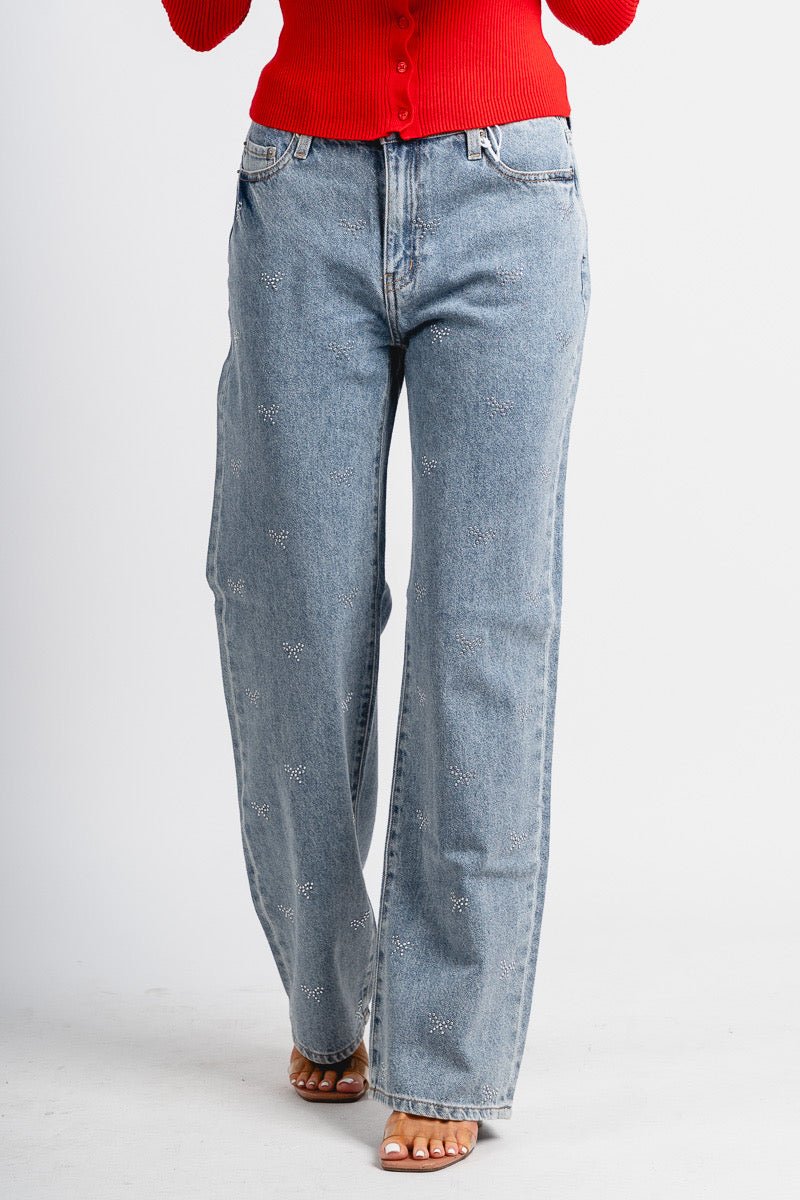 Daze slouch 90s fit jeans lovers knot - Trendy Holiday Apparel at Lush Fashion Lounge Boutique in Oklahoma City