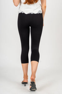 High rise capri leggings black | Lush Fashion Lounge: women's boutique leggings, boutique fashion leggings, boutique exercise leggings, cute affordable leggings