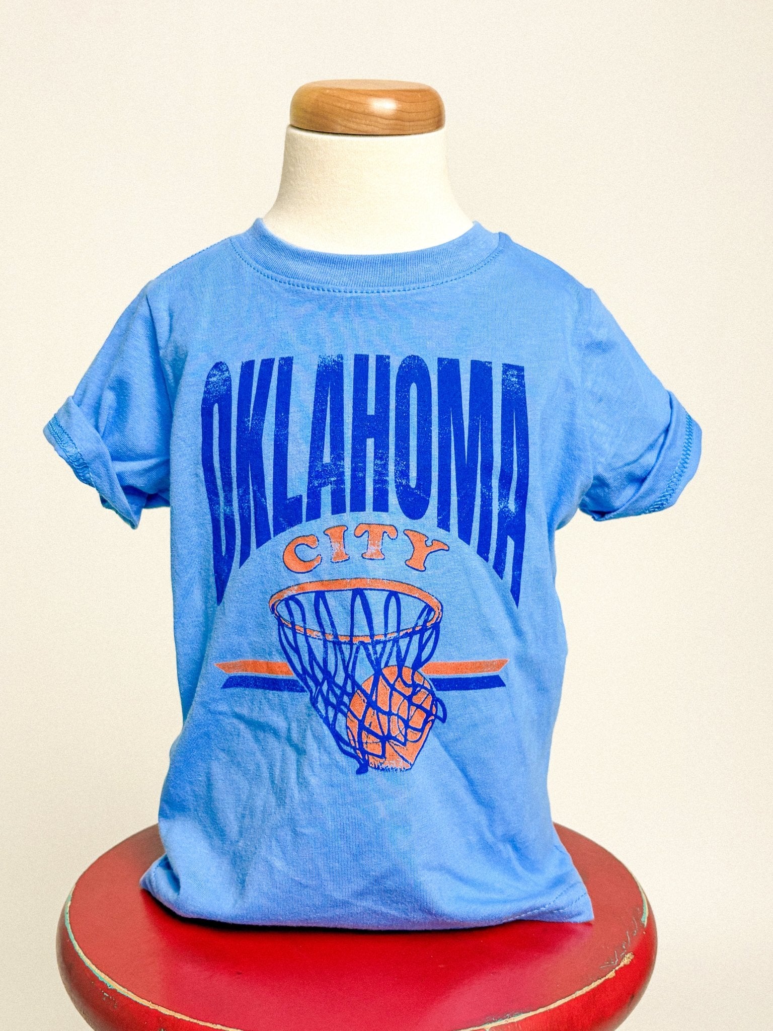 KIDS OKC basketball fade tee blue - Stylish T-shirt - Cute Mommy and Me Apparel at Lush Fashion Lounge Boutique in Oklahoma