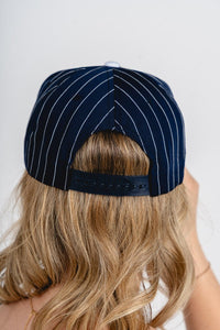 OKC block outline pinstripe hat navy/white - Oklahoma City inspired graphic t-shirts at Lush Fashion Lounge Boutique in Oklahoma City