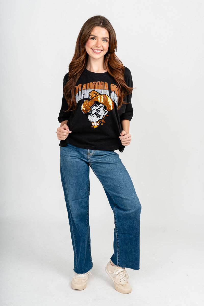 OSU OSU Cowboys starlight sequins tee black T-shirt | Lush Fashion Lounge Trendy Oklahoma State Cowboys Apparel & Cute Gameday T-Shirts