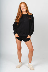 OSU OSU Cowboys stitched waffle top black top | Lush Fashion Lounge Trendy Oklahoma State Cowboys Apparel & Cute Gameday T-Shirts