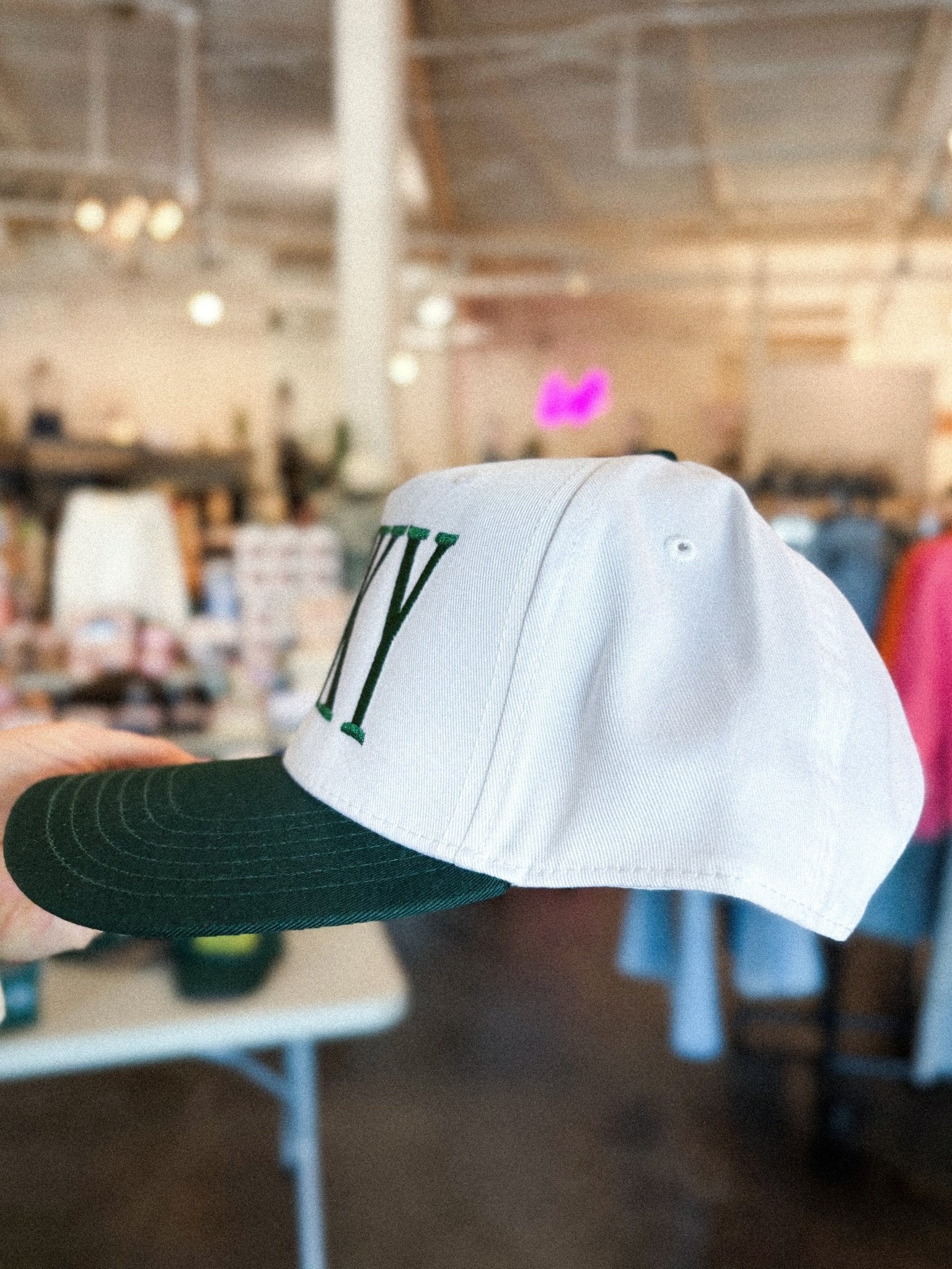 Lucky embroidered hat white/green - Trendy St. Patrick's T-Shirts at Lush Fashion Lounge Boutique in Oklahoma City