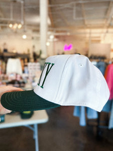 Lucky embroidered hat white/green - Trendy St. Patrick's T-Shirts at Lush Fashion Lounge Boutique in Oklahoma City
