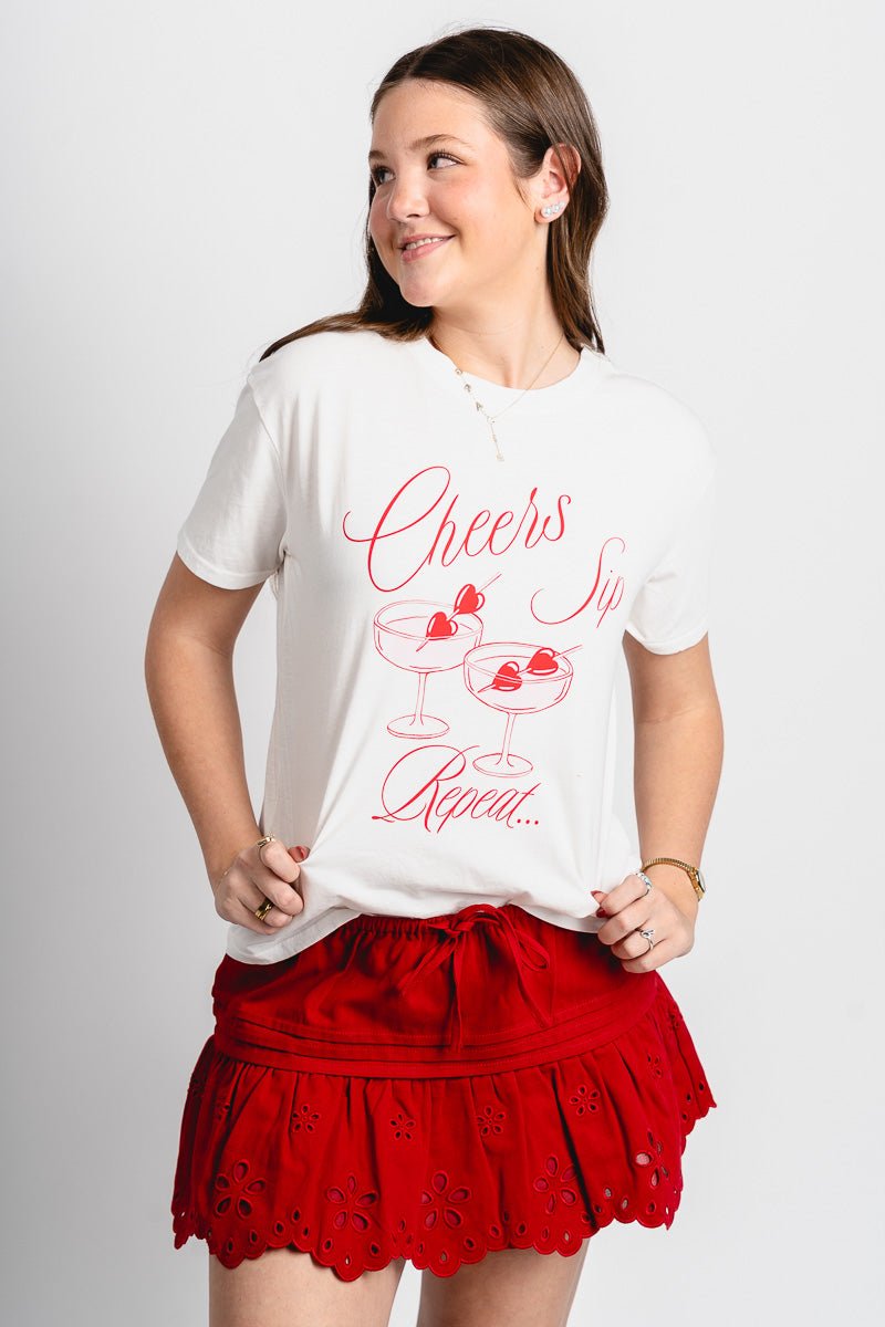 Z Supply cheers boyfriend tee sea salt - Z Supply T-shirt - Z Supply Apparel at Lush Fashion Lounge Trendy Boutique Oklahoma City