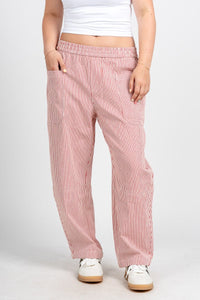 Striped barrel pants white/red | Lush Fashion Lounge: women's boutique pants, boutique women's pants, affordable boutique pants, women's fashion pants