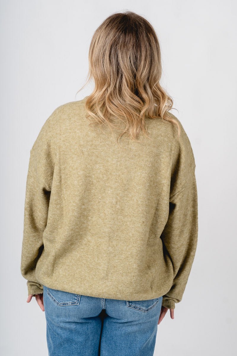 Button up sweater cardigan olive