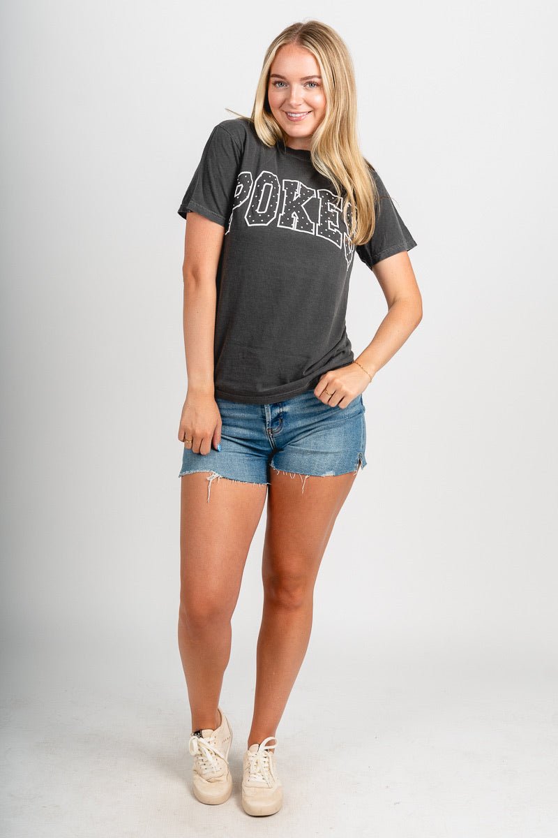 OSU OSU Cowboys polka dot puff t-shirt pepper T-shirt | Lush Fashion Lounge Trendy Oklahoma State Cowboys Apparel & Cute Gameday T-Shirts
