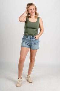 Square neck tank top olive - Trendy tank top - Fashion Tank Tops at Lush Fashion Lounge Boutique in Oklahoma City