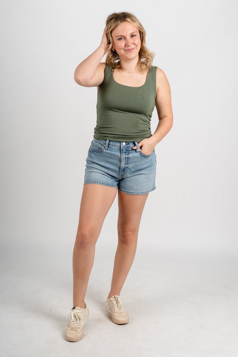 Square neck tank top olive - Trendy tank top - Fashion Tank Tops at Lush Fashion Lounge Boutique in Oklahoma City