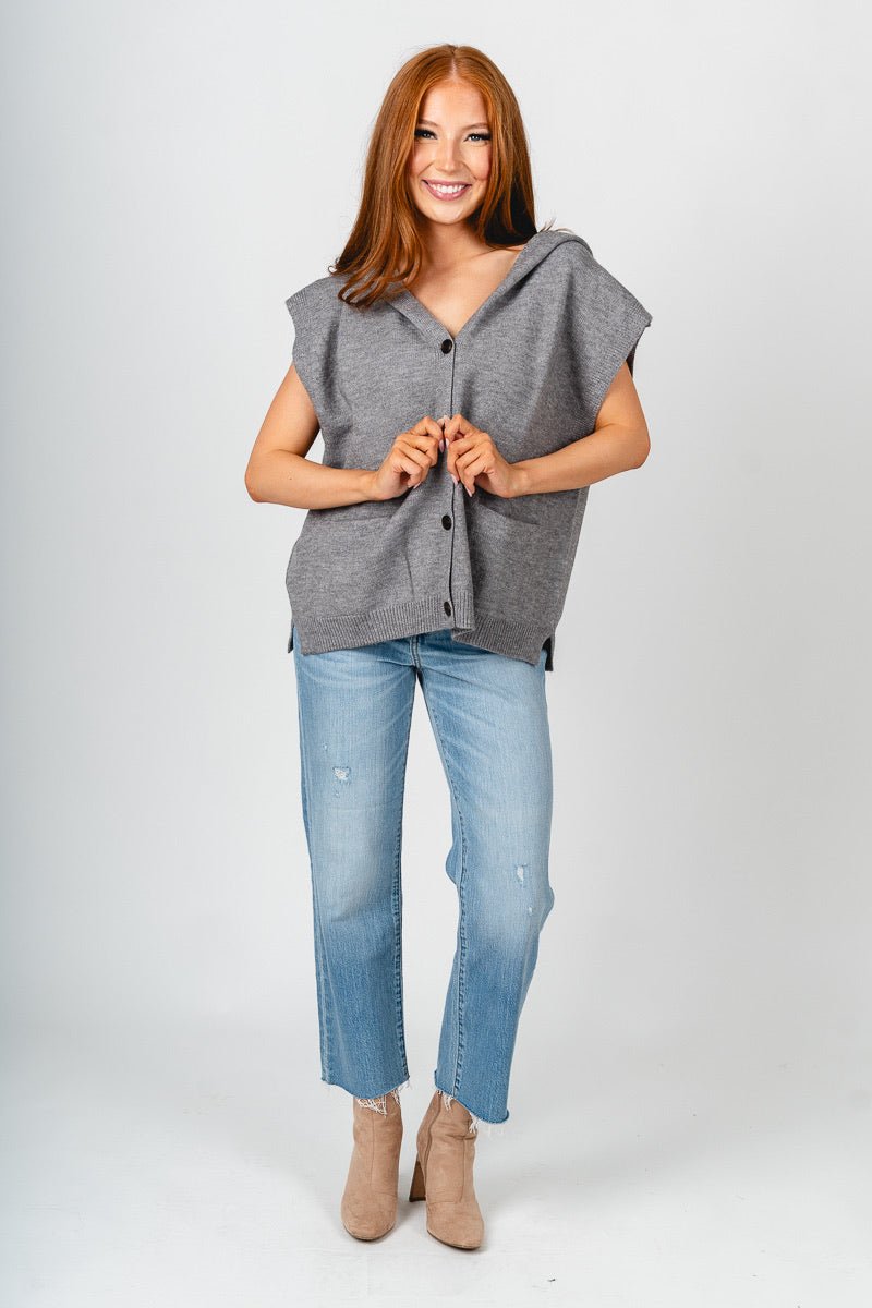 Hooded sweater vest heather grey