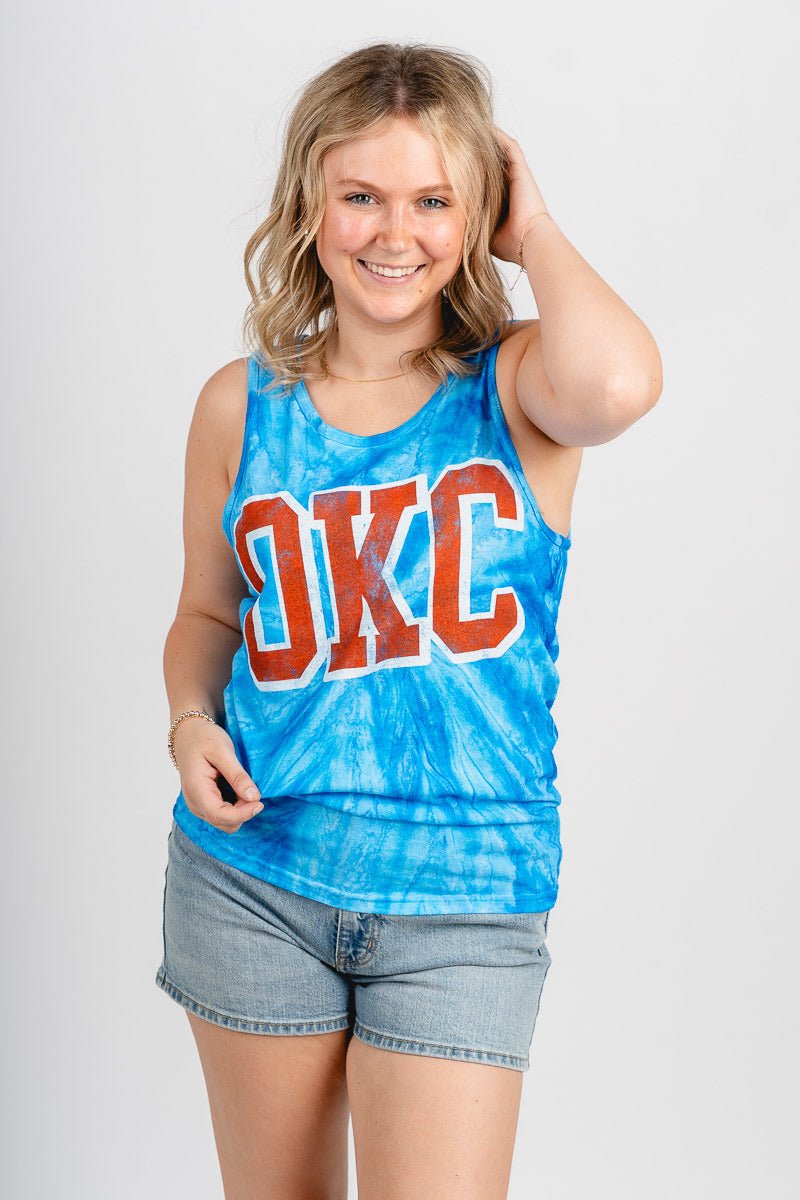 OKC block tie dye tank top blueberry - Cute tank top - Trendy Tank Tops at Lush Fashion Lounge Boutique in Oklahoma City