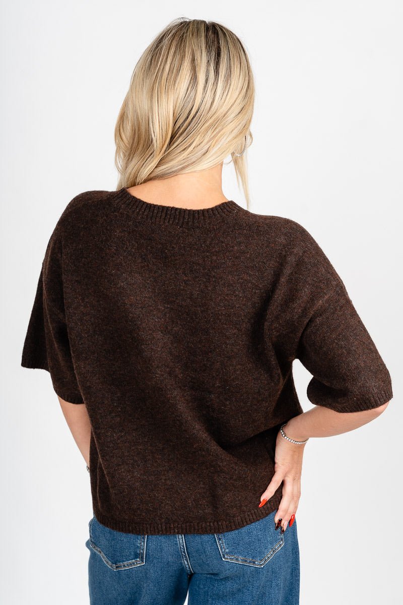 Short sleeve sweater brown