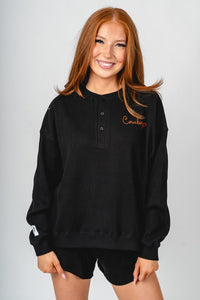 OSU OSU Cowboys stitched waffle top black top | Lush Fashion Lounge Trendy Oklahoma State Cowboys Apparel & Cute Gameday T-Shirts