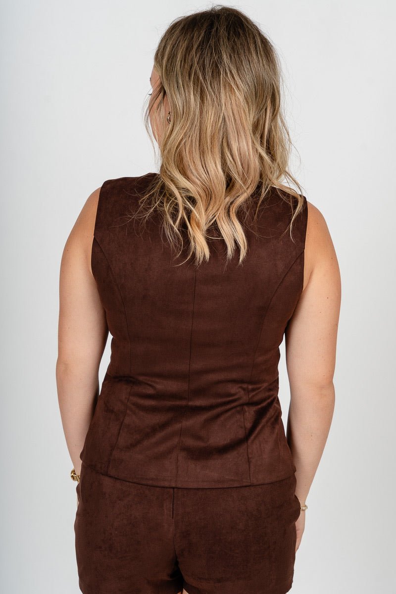 Suede vest dark brown