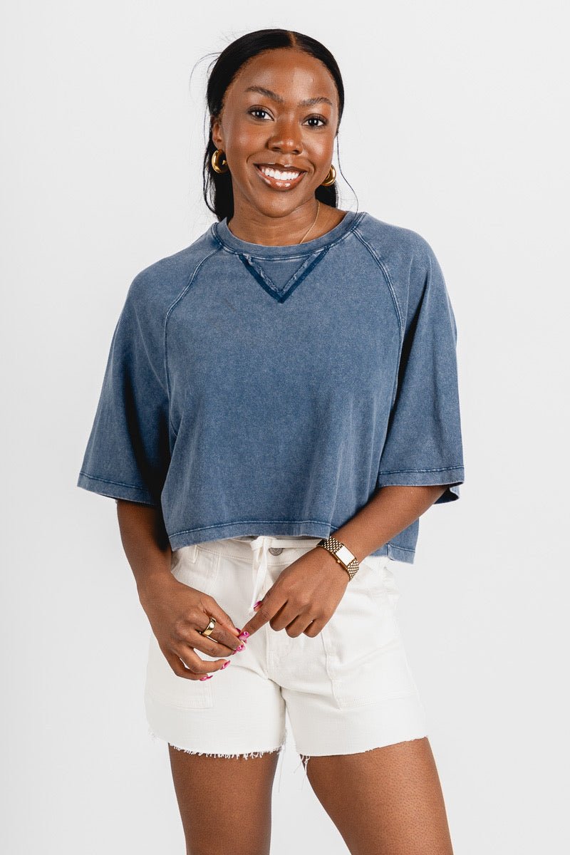 Boxy short sleeve t-shirt navy