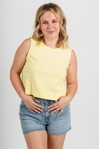 Boxy crop tank top pale yellow - Cute Tank Top - Trendy Tank Tops at Lush Fashion Lounge Boutique in Oklahoma City