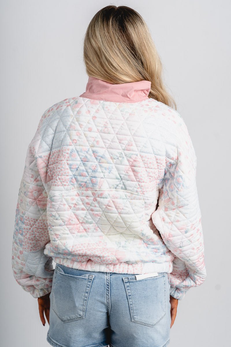Floral puff pullover pink