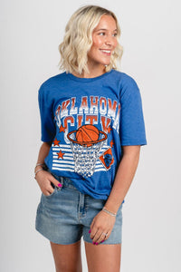 OKC basketball swish lines unisex t-shirt royal - Vintage OKC Basketball T-Shirts at Lush Fashion Lounge Boutique in Oklahoma City