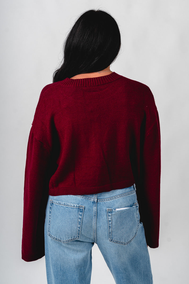 Button sweater cardigan burgundy