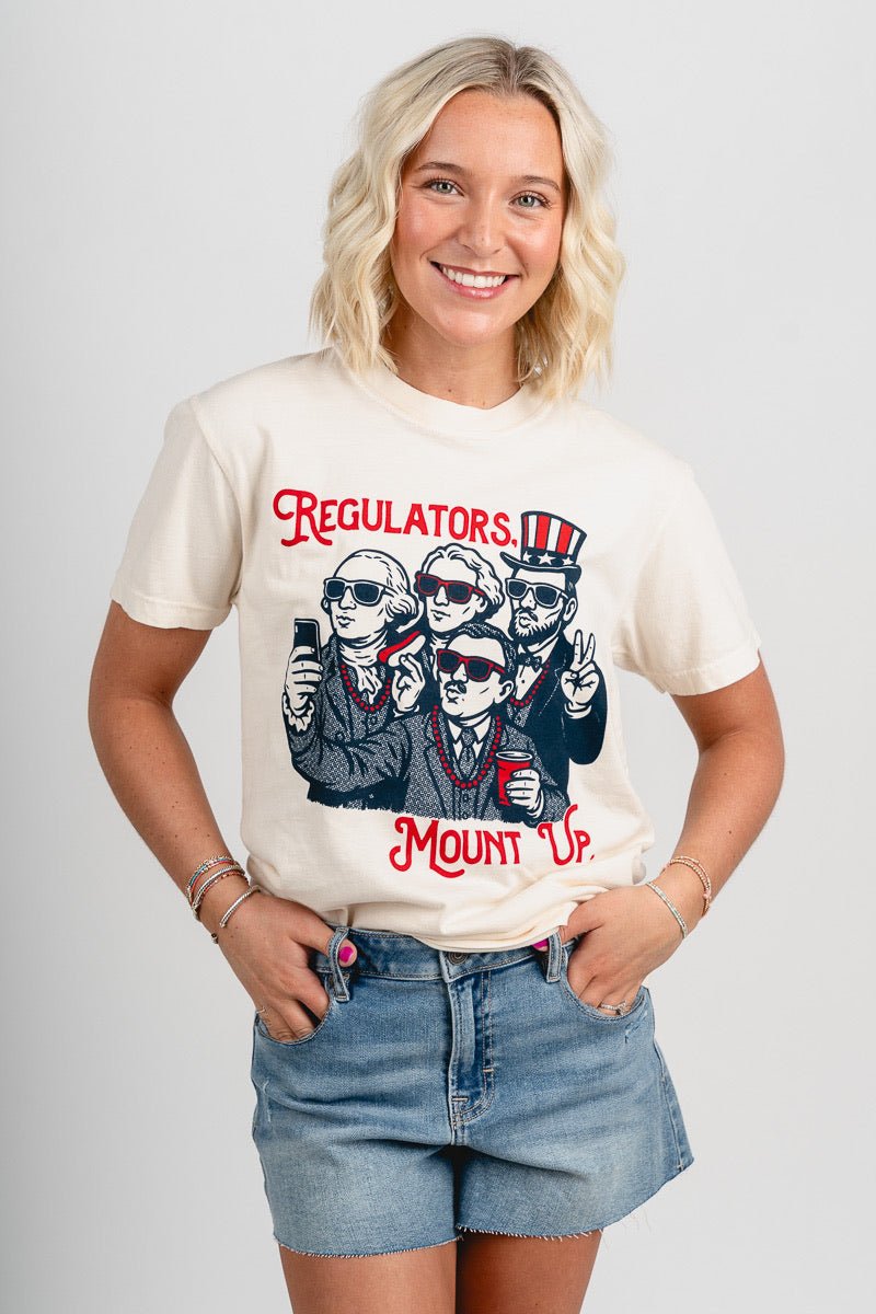 USA regulators comfort colors t-shirt natural - Cute T-shirt - Fun American Summer Outfits at Lush Fashion Lounge Boutique in Oklahoma City