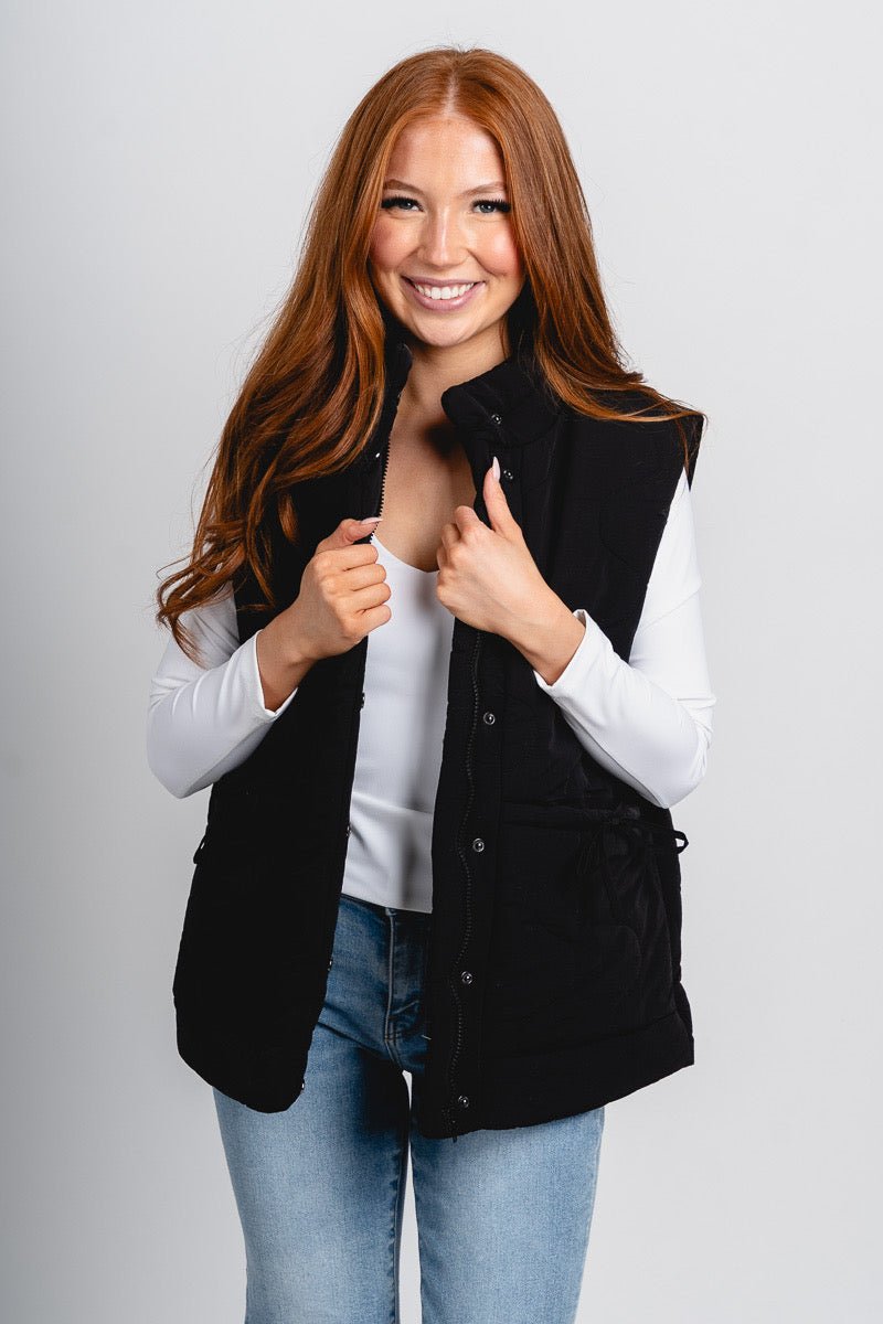Quilted puffer vest black