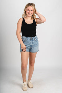 Scoop neck bodysuit black Stylish Bodysuit - Womens Fashion Bodysuits at Lush Fashion Lounge Boutique in Oklahoma City