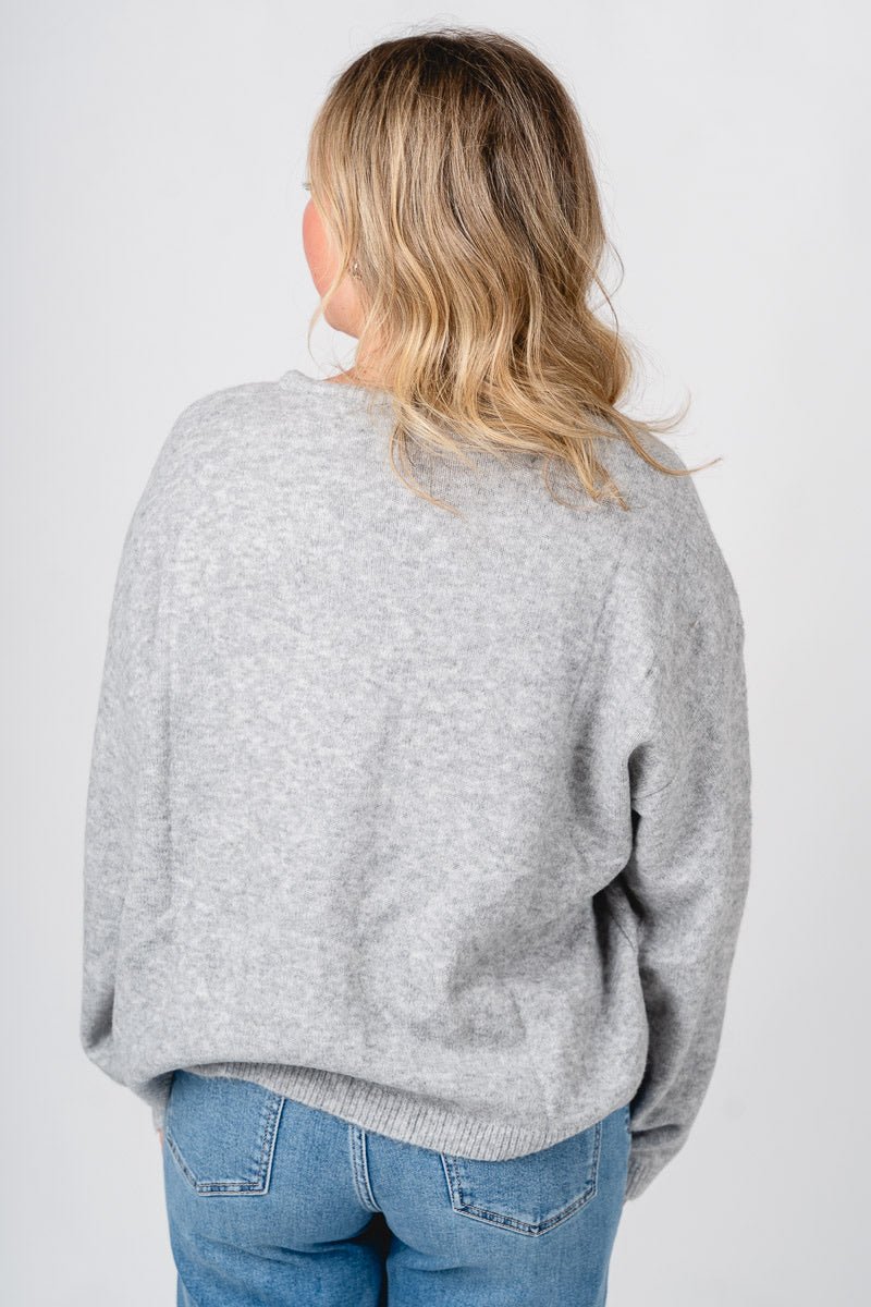 Button up sweater cardigan heather grey