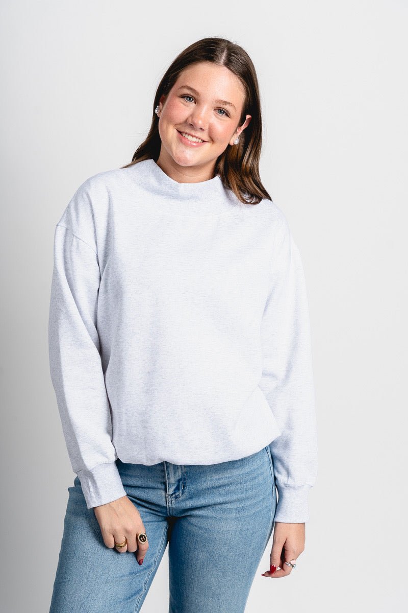 Mock neck boxy sweatshirt grey