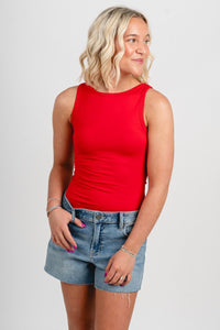 Sleeveless bodysuit ruby - Cute Bodysuit - Fun American Summer Outfits at Lush Fashion Lounge Boutique in Oklahoma City