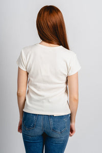 Z Supply Renae ribbed short sleeve tee cloud - Z Supply T-shirt - Z Supply Tees & Tanks at Lush Fashion Lounge Trendy Boutique Oklahoma City