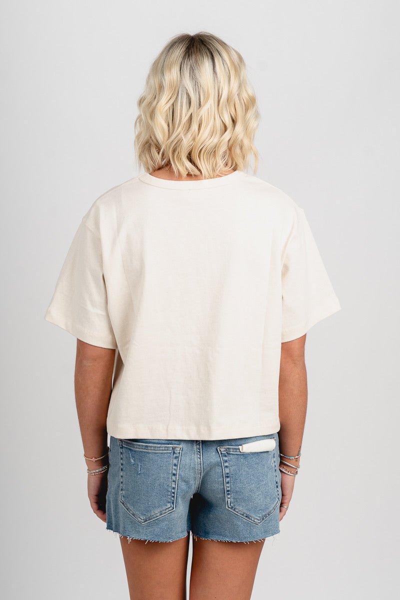 Short sleeve linen top oatmeal