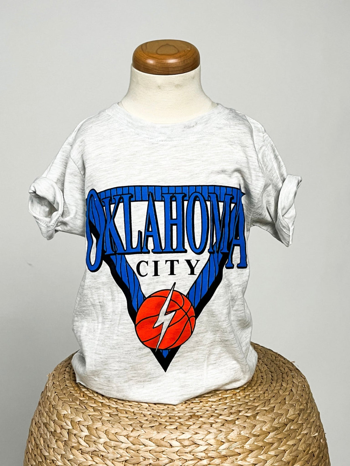 KIDS OKC basketball triangle t-shirt ash - Trendy OKC Apparel at Lush Fashion Lounge Boutique in Oklahoma City