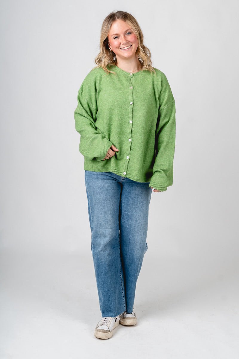 Button up sweater cardigan light green