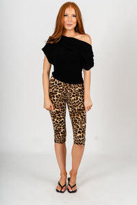 Leopard capri pants beige/black | Lush Fashion Lounge: women's boutique pants, boutique women's pants, affordable boutique pants, women's fashion pants
