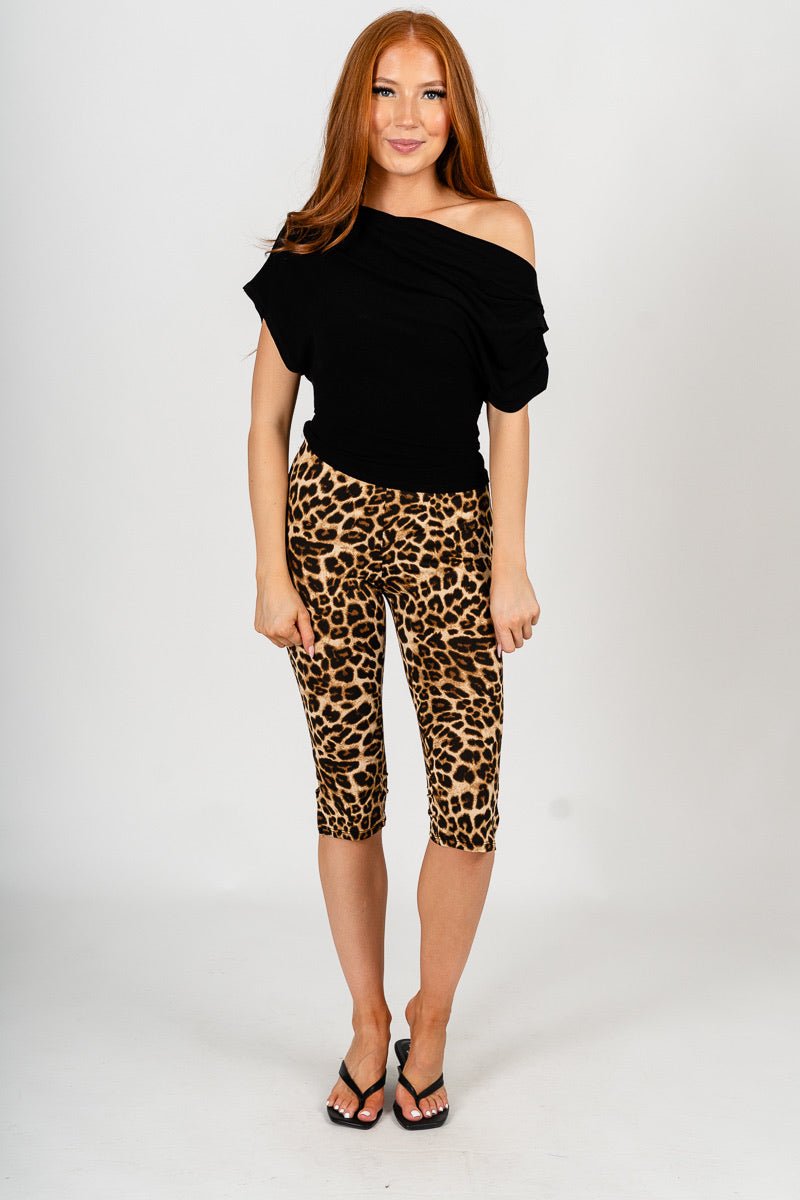 Leopard capri pants beige/black | Lush Fashion Lounge: women's boutique pants, boutique women's pants, affordable boutique pants, women's fashion pants