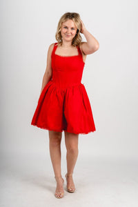 Corset flare mini dress red - Trendy dress - Fashion Dresses at Lush Fashion Lounge Boutique in Oklahoma City