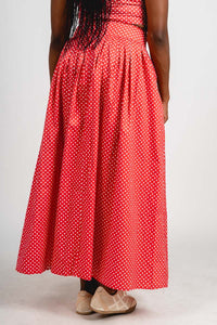 Polka dot maxi skirt berry | Lush Fashion Lounge: boutique fashion skirts, affordable boutique skirts, cute affordable skirts