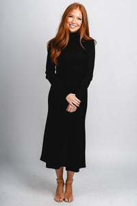 Mock neck midi dress black - Cute dress - Trendy Dresses at Lush Fashion Lounge Boutique in Oklahoma City