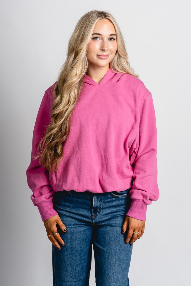 Remi bubble hem hoodie bubblegum