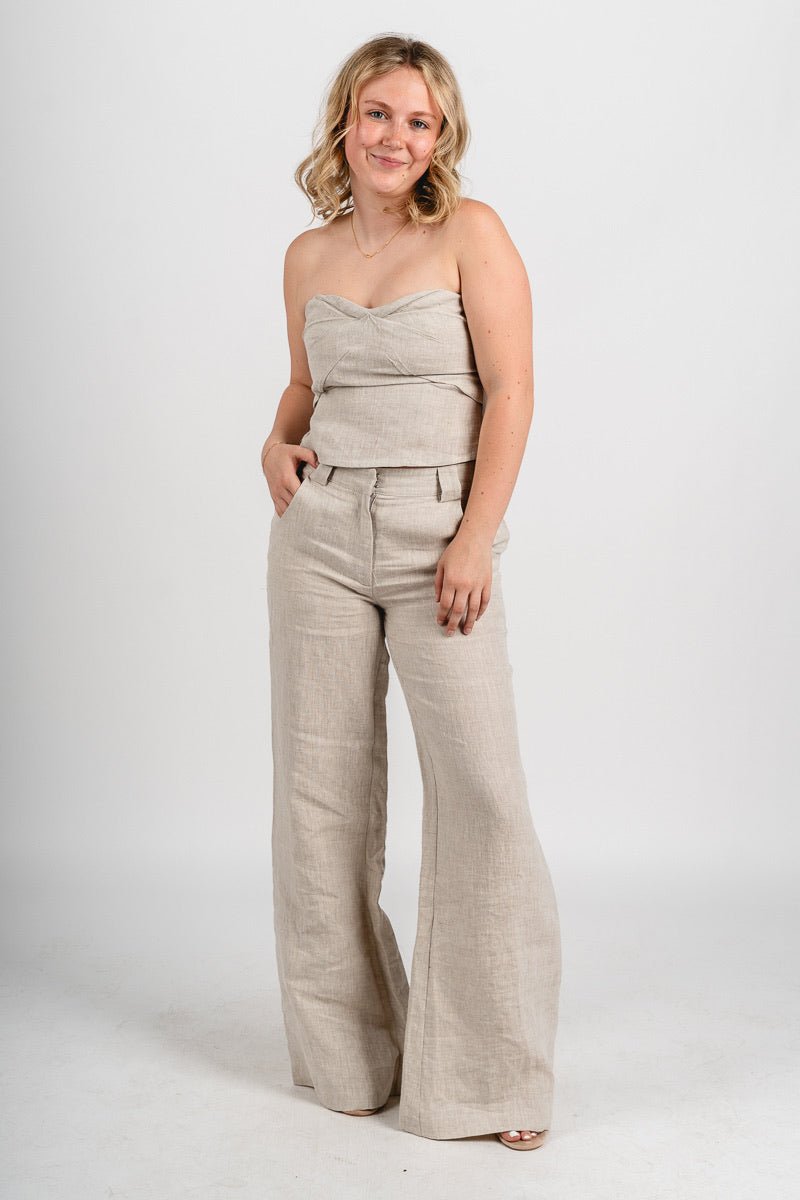 Reba linen pants melange | Lush Fashion Lounge: women's boutique pants, boutique women's pants, affordable boutique pants, women's fashion pants