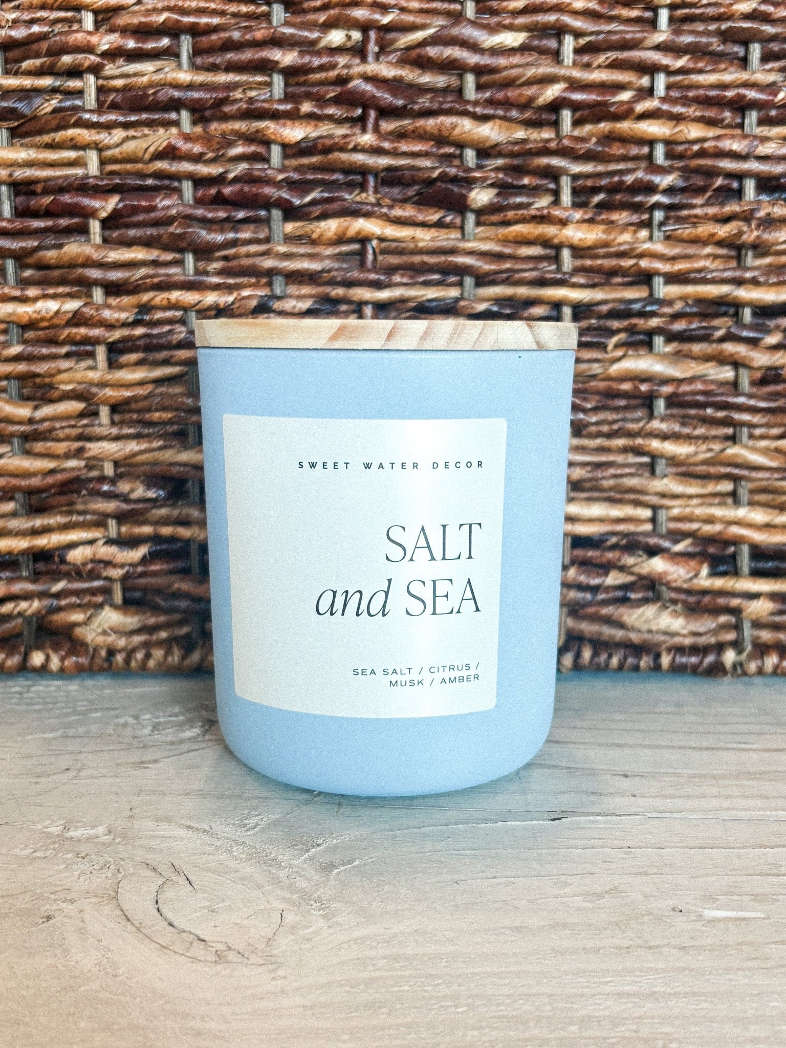 Sweet Water Salt and Sea candle light blue 15 oz