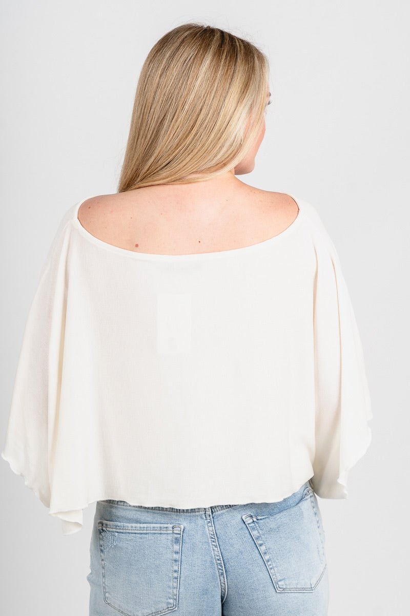 Off shoulder boxy top ivory