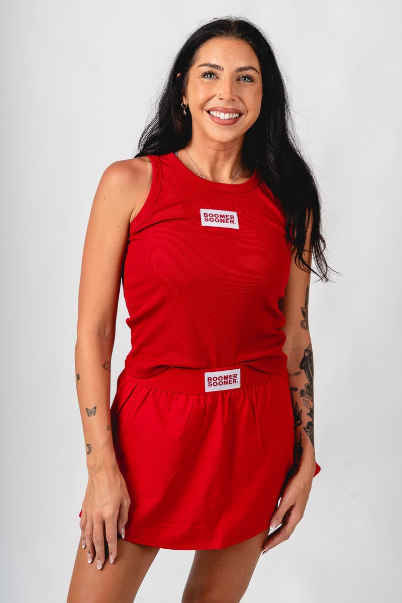 OU Boomer Sooner Alli ribbed tank top crimson tank top | Lush Fashion Lounge Trendy Oklahoma University Sooners Apparel & Cute Gameday T-Shirts