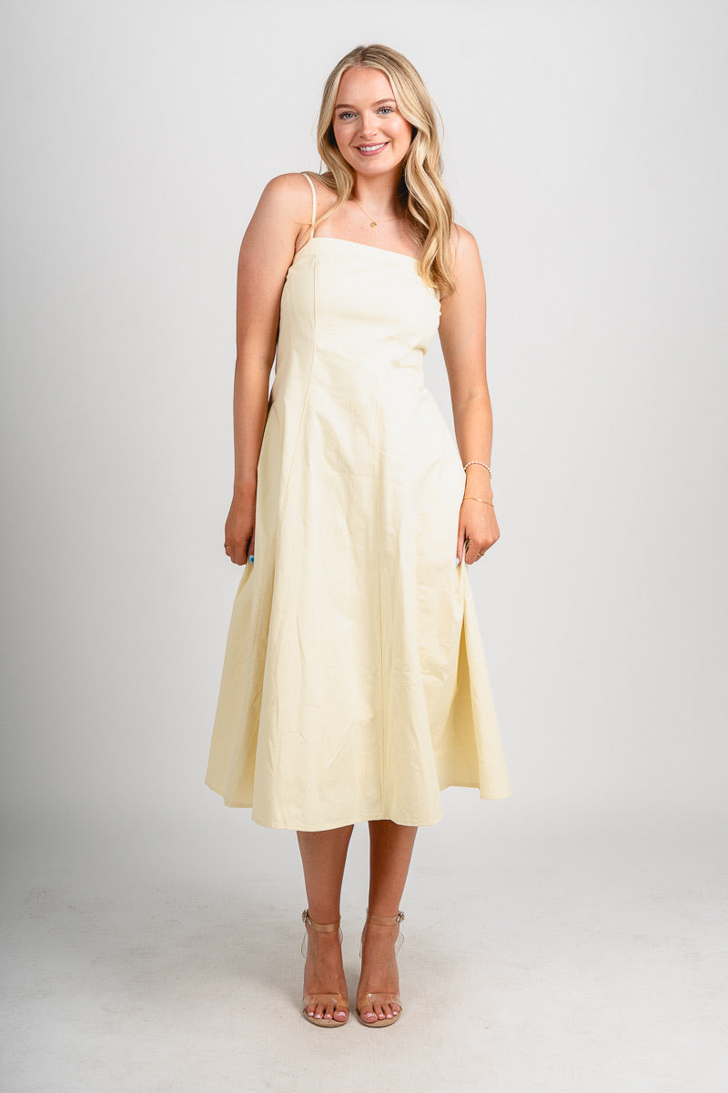 Sleeveless midi dress butter - Affordable dress - Boutique Dresses at Lush Fashion Lounge Boutique in Oklahoma City