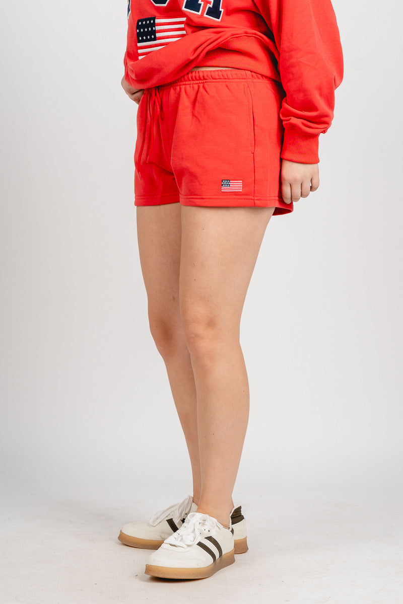 Flag sweat shorts tomato
